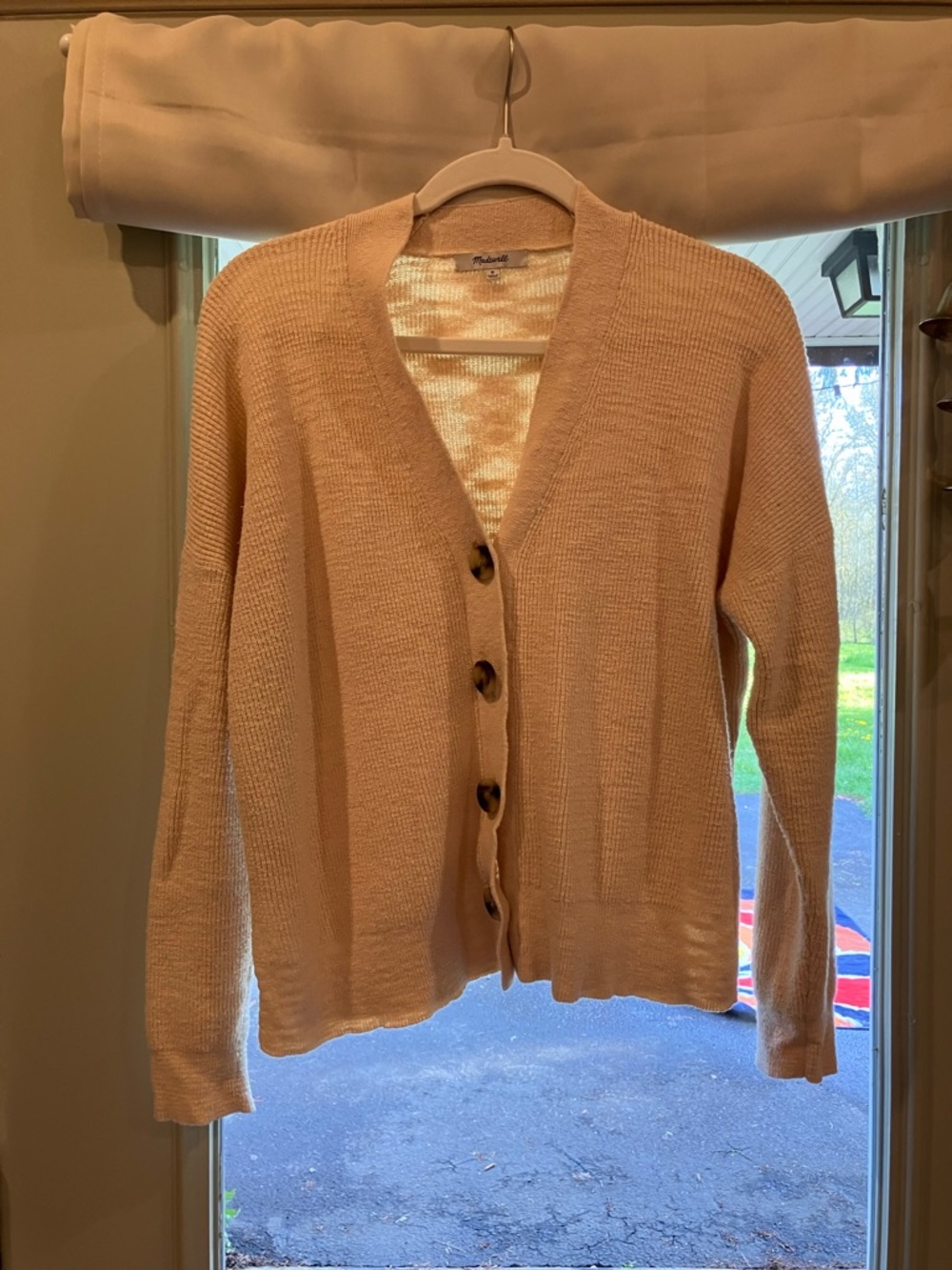 Madewell Cream V-Neck Button Cardigan